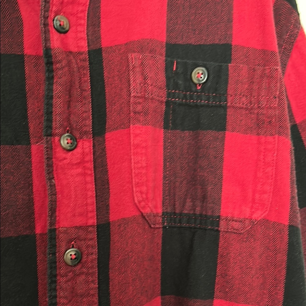 Men's Red and Black Plaid Button Down Shirt - Picture 3 of 5